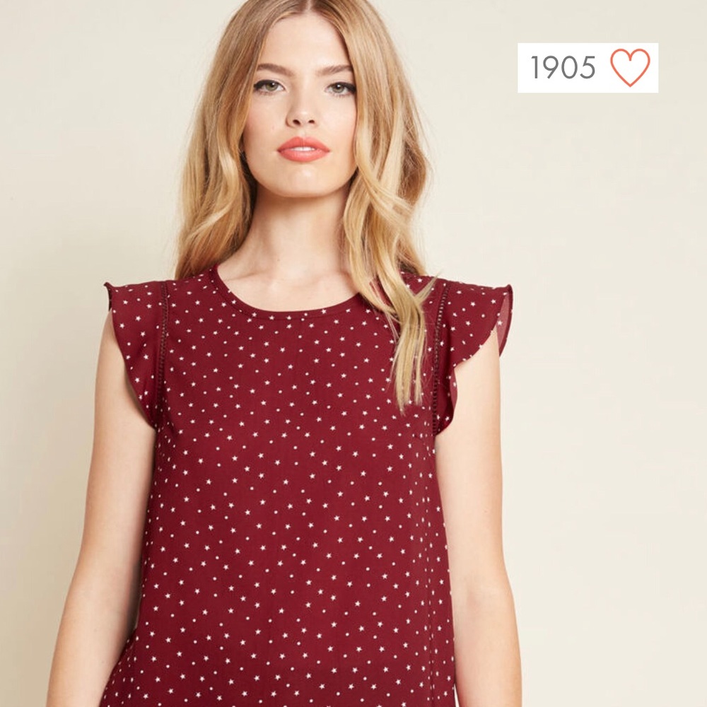 ModCloth burgundy shirt with flutter sleeves